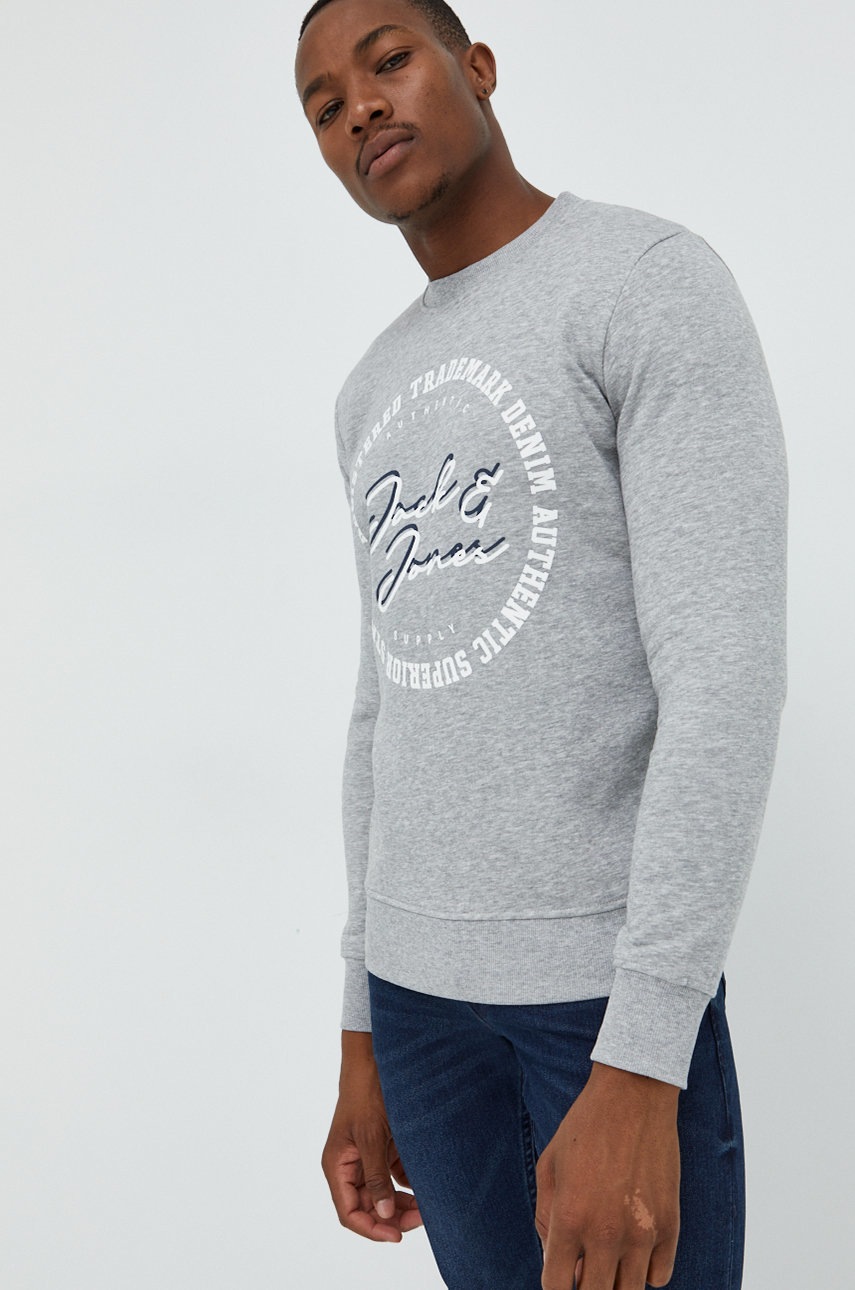 

Суичър Jack & Jones в сиво с принт, Сив