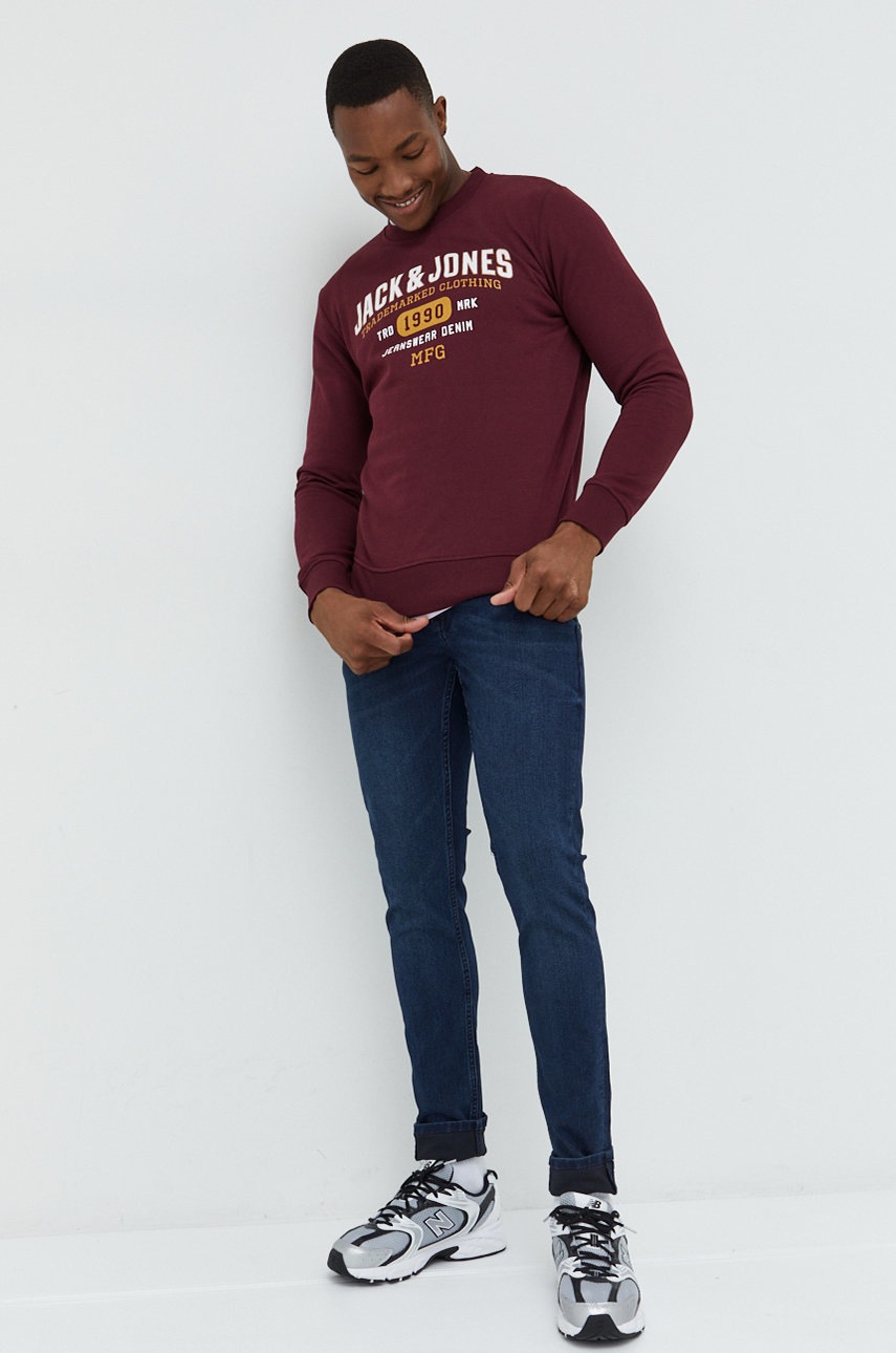 

Кофта Jack & Jones чоловіча колір бордовий з принтом