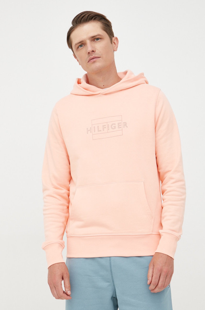 

Памучен суичър Tommy Hilfiger в оранжево с принт, Оранжев