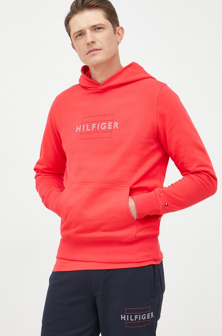 

Хлопковая кофта Tommy Hilfiger мужская цвет красный с принтом