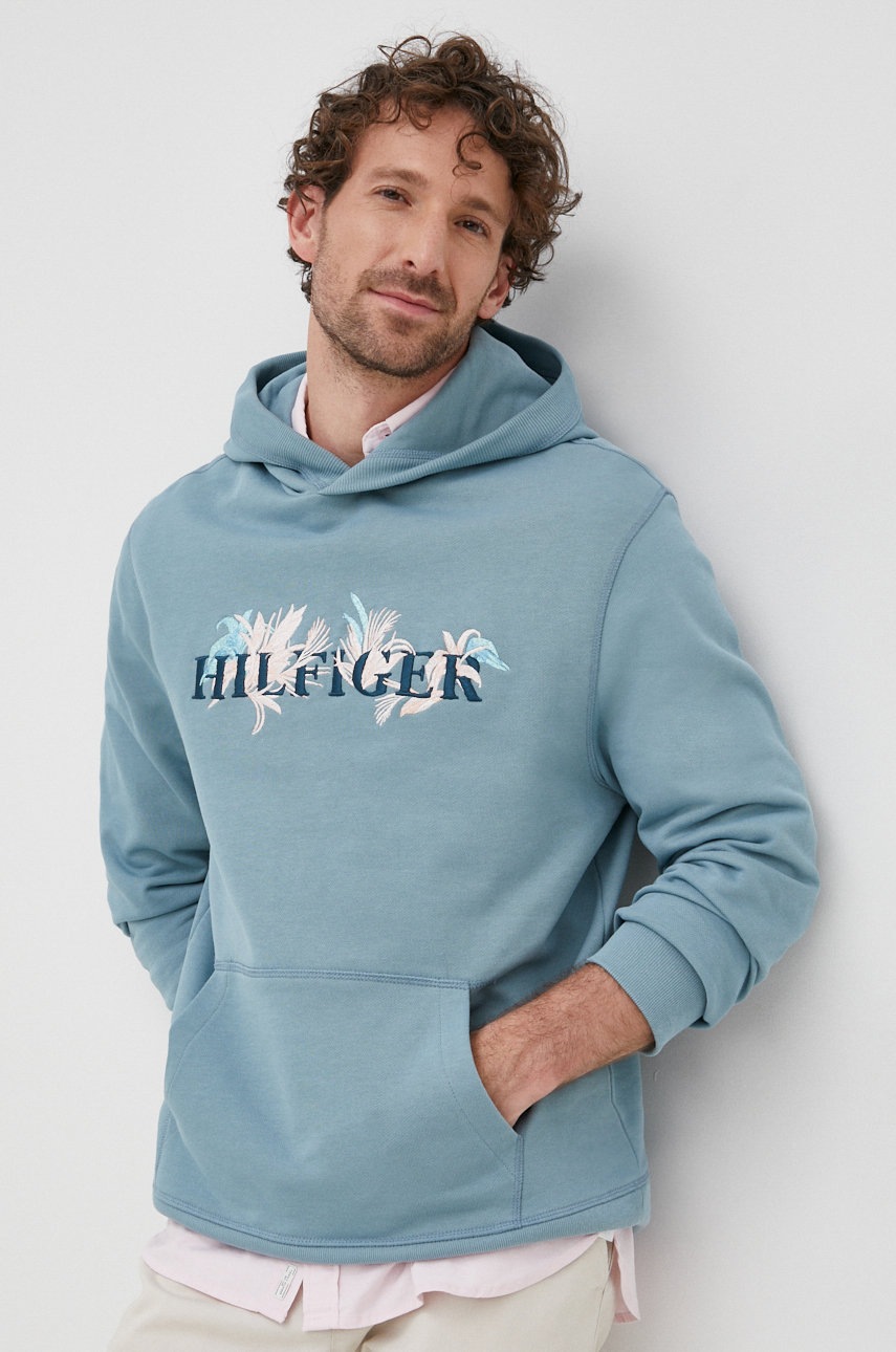 

Памучен суичър Tommy Hilfiger с апликация, Син