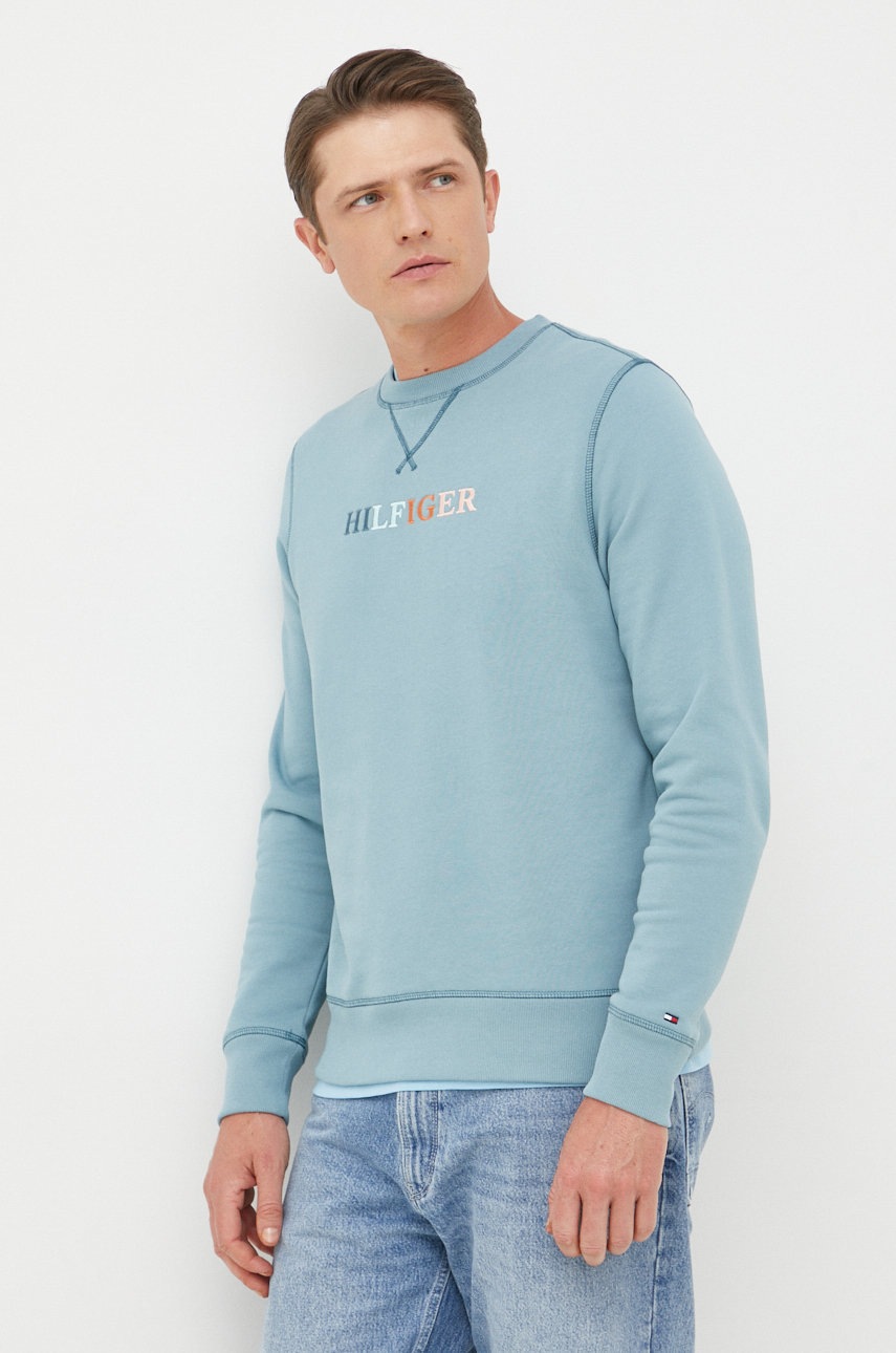 

Памучен суичър Tommy Hilfiger с апликация, Син