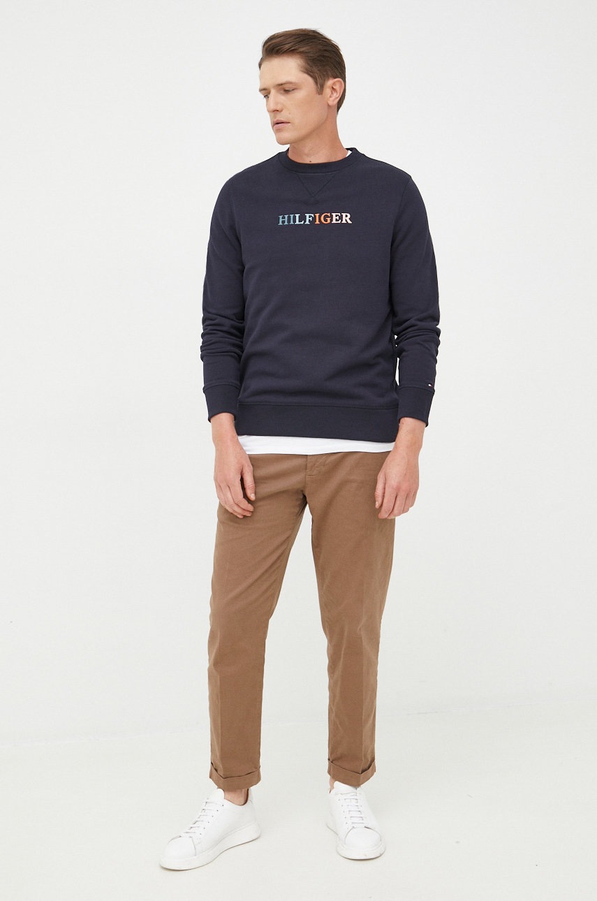 

Хлопковая кофта Tommy Hilfiger мужская цвет синий с аппликацией