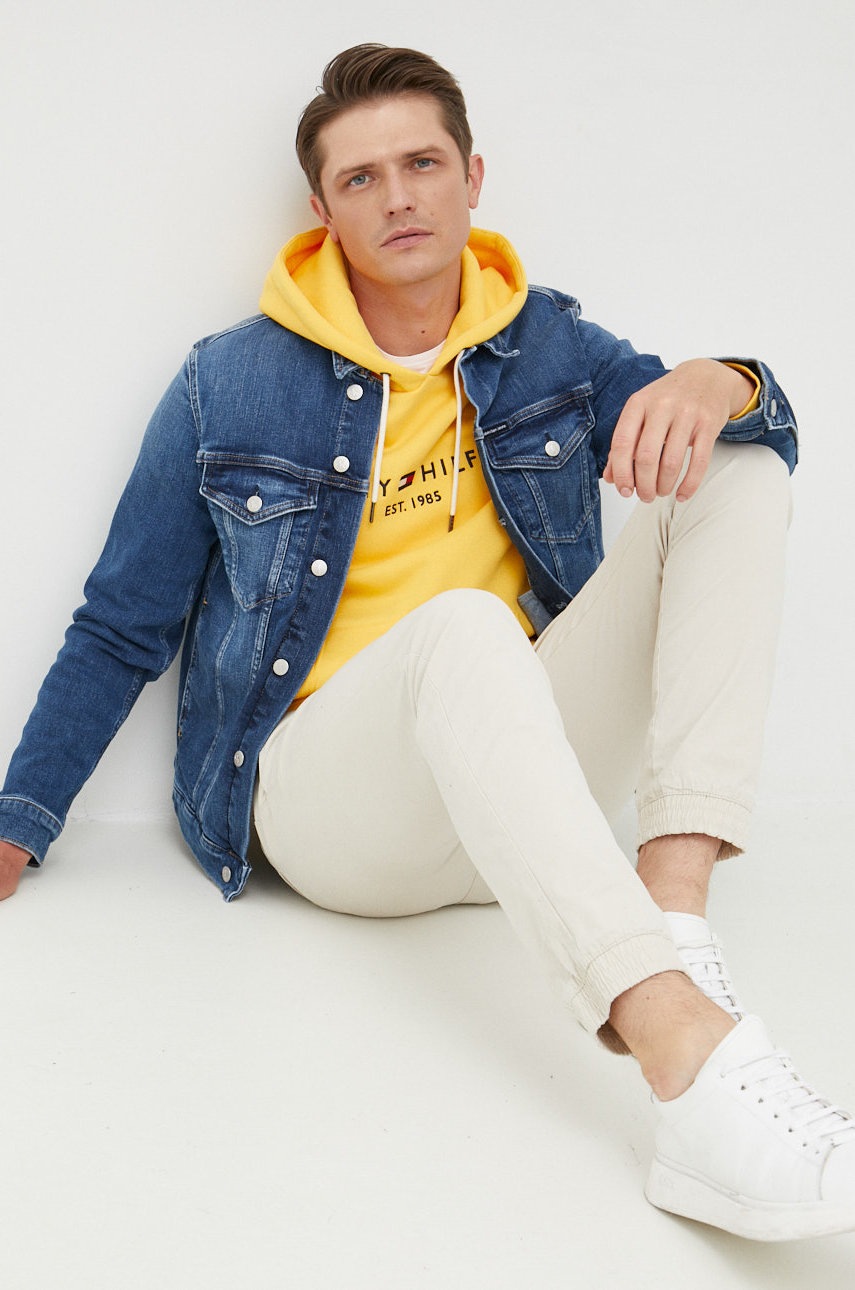 

Кофта Tommy Hilfiger чоловіча колір жовтий з аплікацією