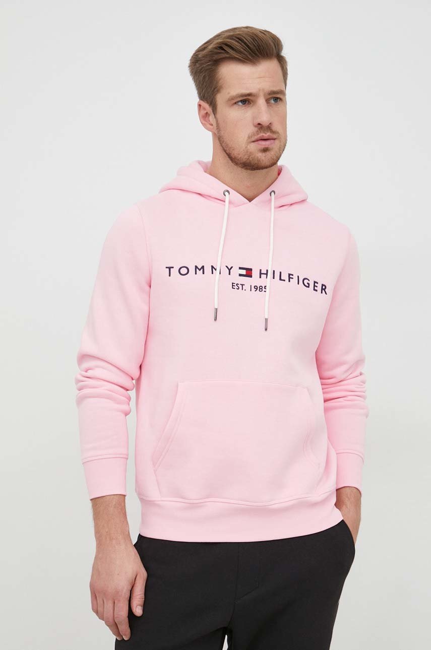 

Суичър Tommy Hilfiger в зелено с качулка с апликация, Виолетов