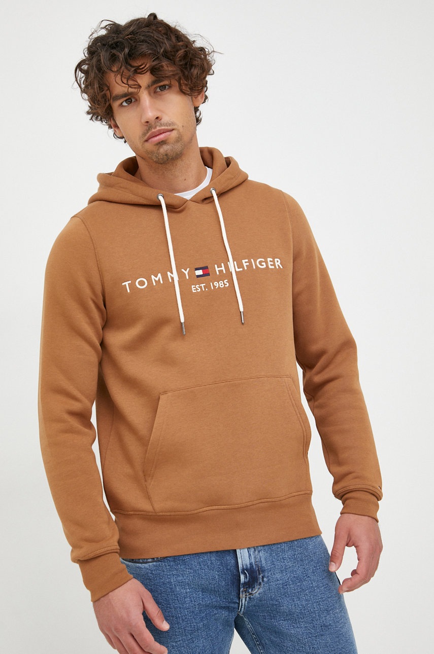 

Суичър Tommy Hilfiger в кафяво с апликация, Кафяв