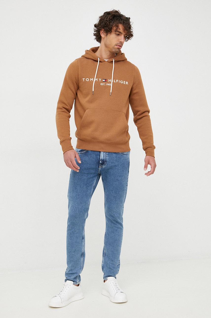 

Кофта Tommy Hilfiger мужская цвет коричневый с аппликацией
