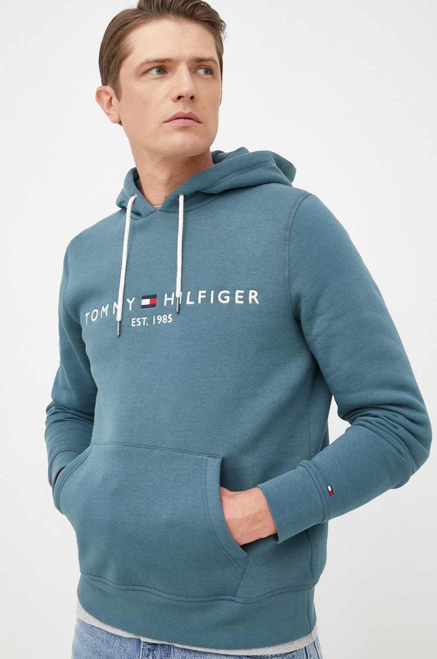 

Суичър Tommy Hilfiger в зелено с апликация, Зелен