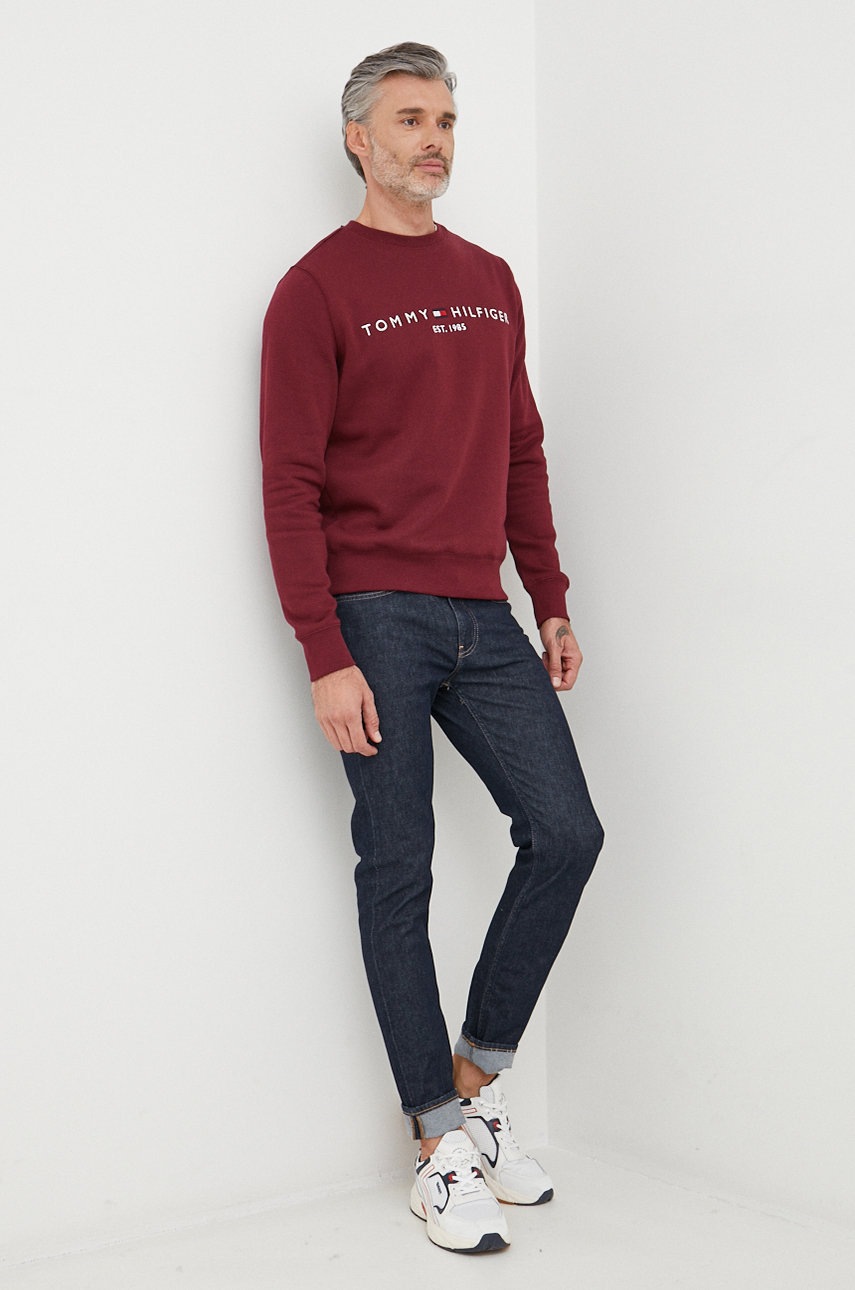 

Кофта Tommy Hilfiger мужская цвет бордовый с аппликацией