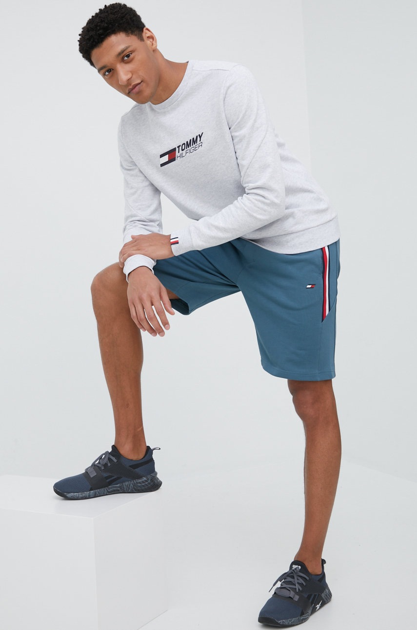 

Памучен суичър Tommy Hilfiger в сиво меланж на, Сив