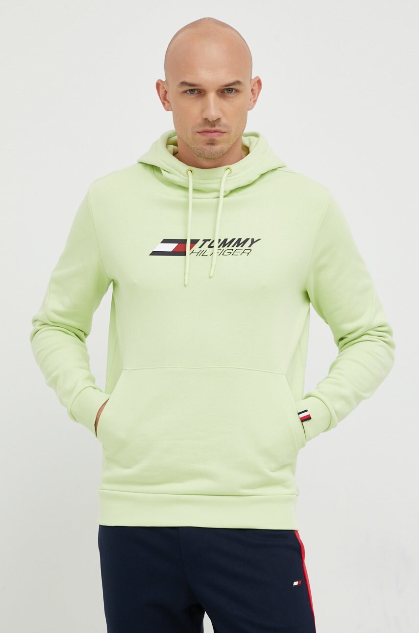 

Хлопковая кофта Tommy Hilfiger мужская цвет зелёный с аппликацией
