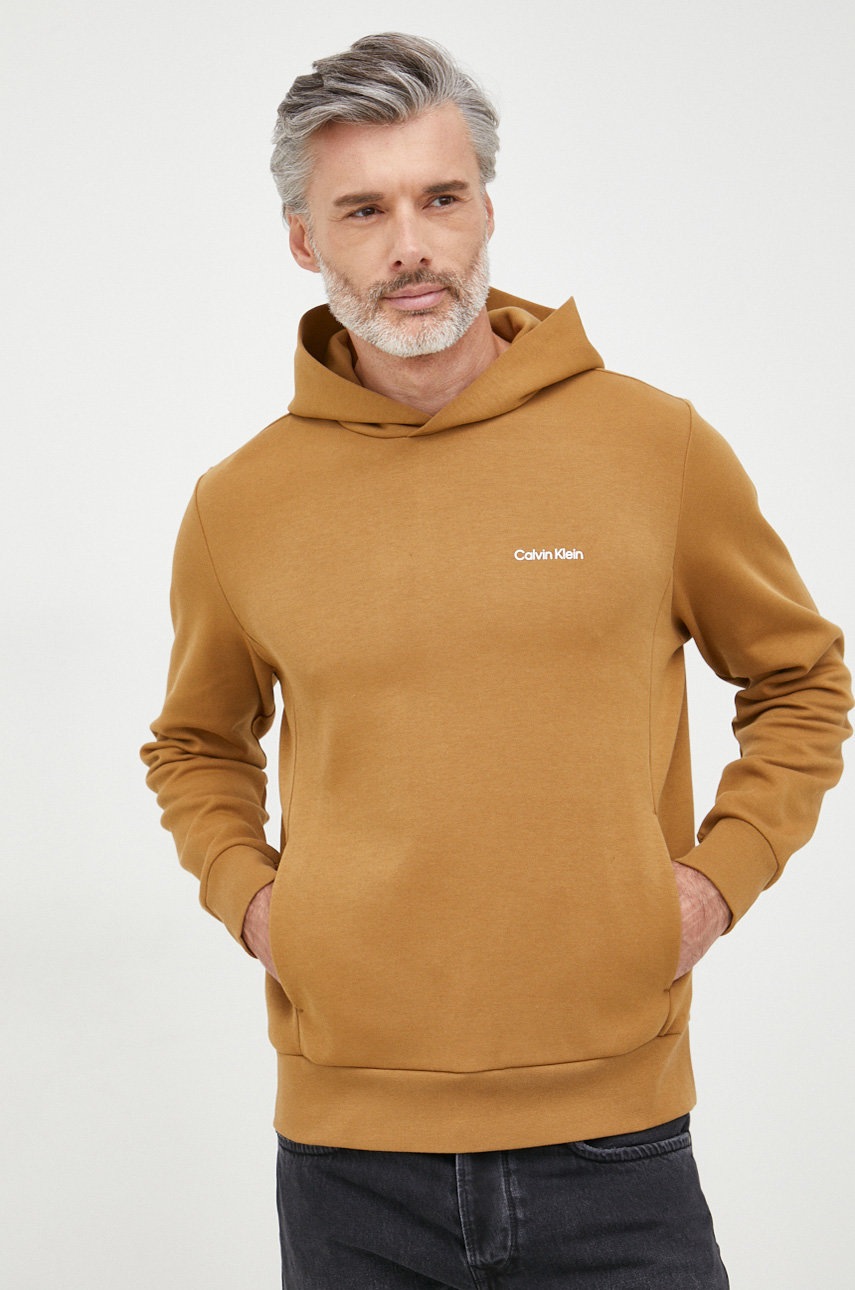 

Суичър Calvin Klein в кафяво с изчистен дизайн, Кафяв