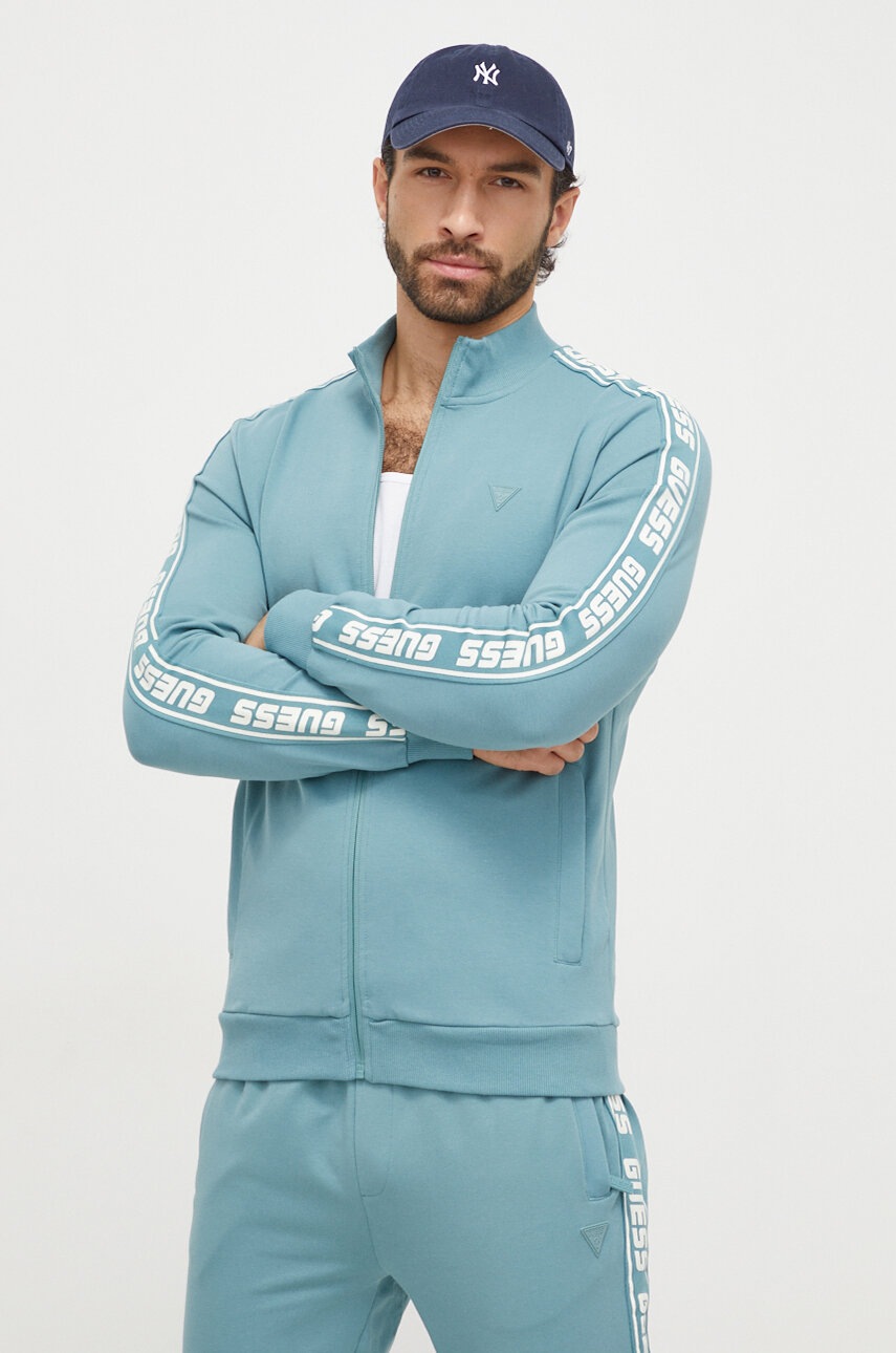 

Кофта Guess чоловіча колір бірюзовий з принтом