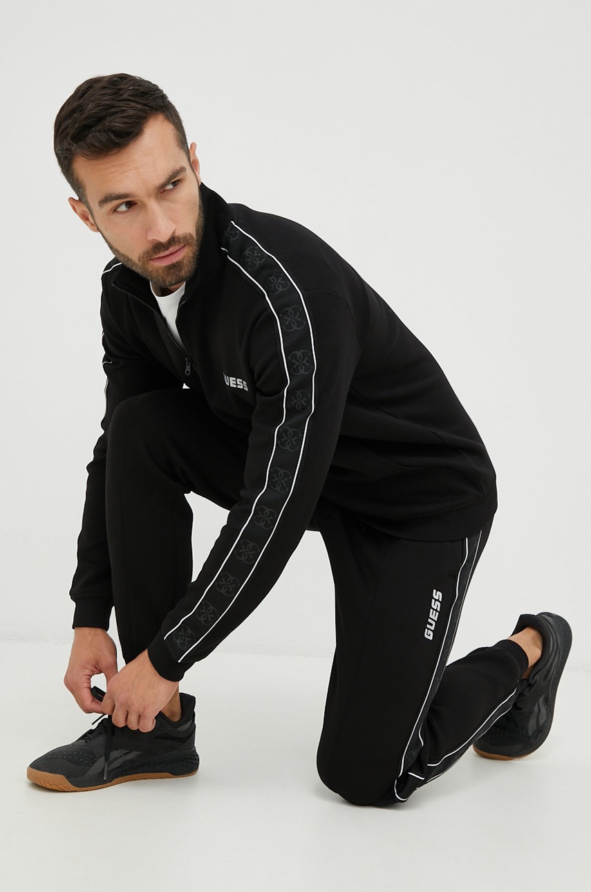 

Суичър Guess в черно с апликация, Черен