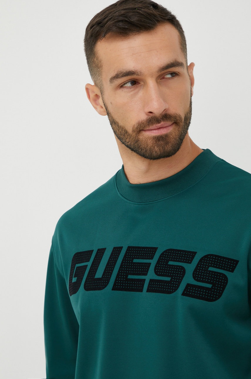 

Суичър Guess в зелено с апликация, Зелен