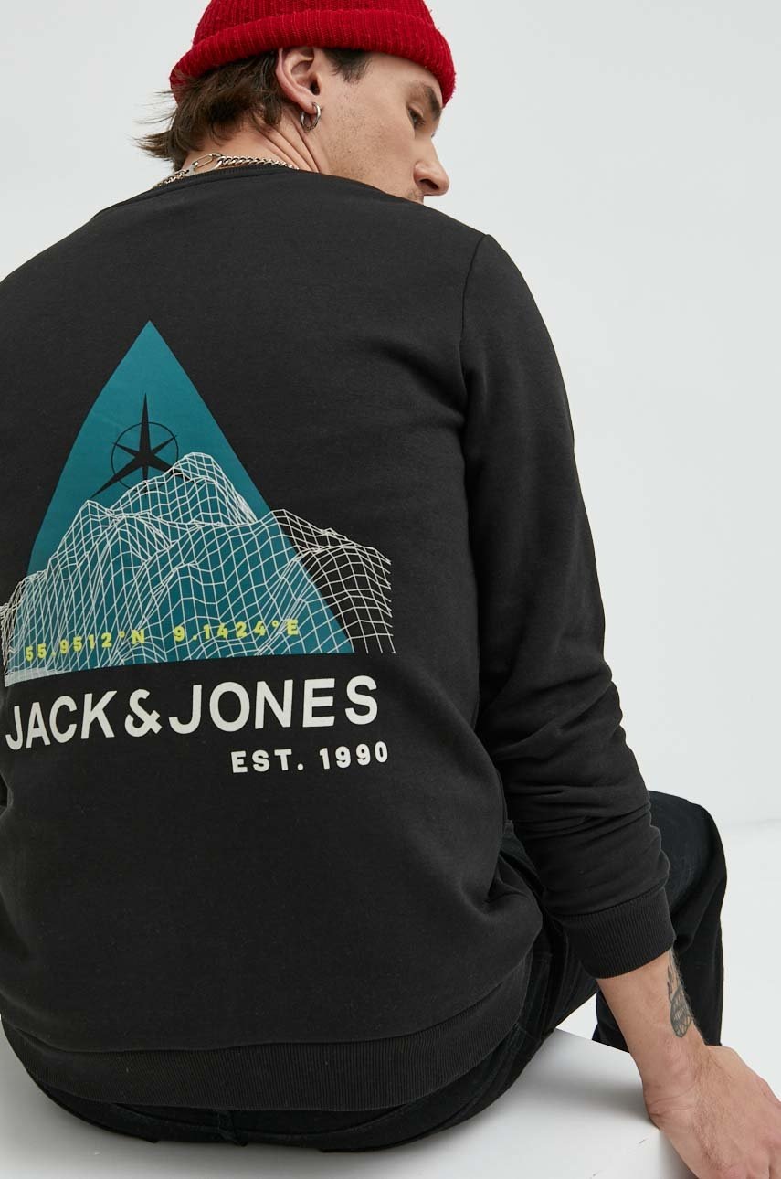 

Суичър Jack & Jones в черно с принт, Черен