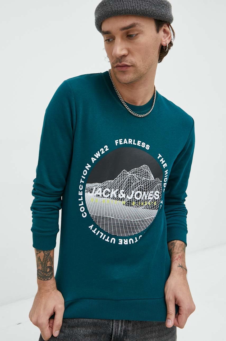 

Кофта Jack & Jones чоловіча колір зелений з принтом