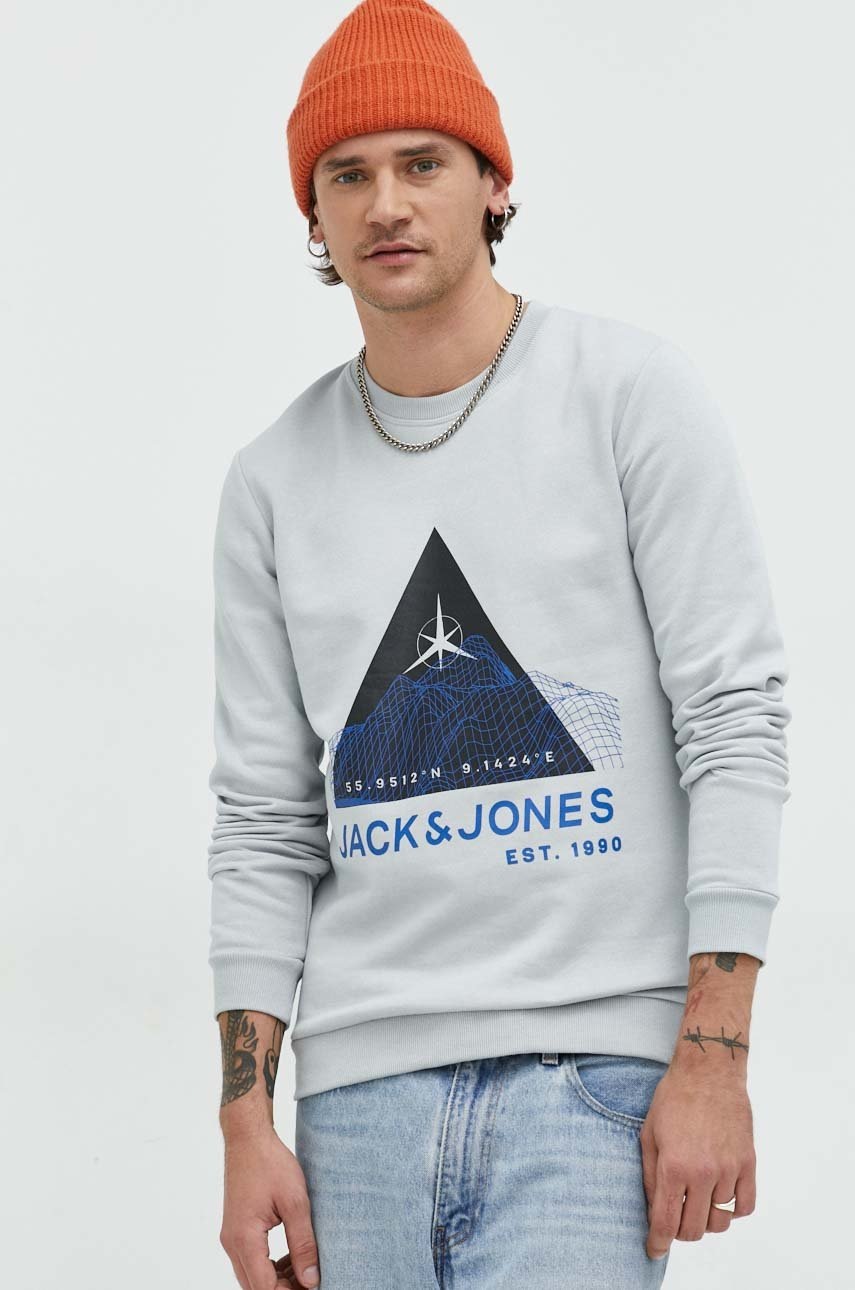 

Суичър Jack & Jones в сиво с принт, Сив