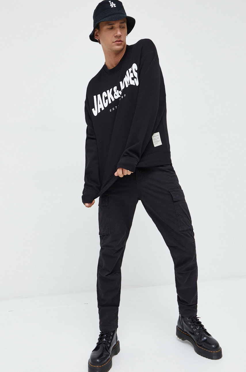 Jack & jones bluza barbati, culoarea negru, modelator
