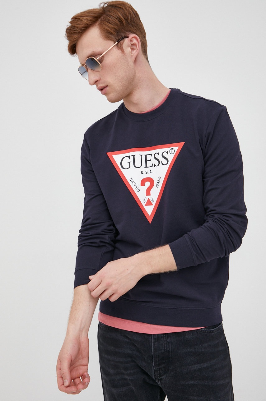 

Кофта Guess мужская цвет синий с принтом