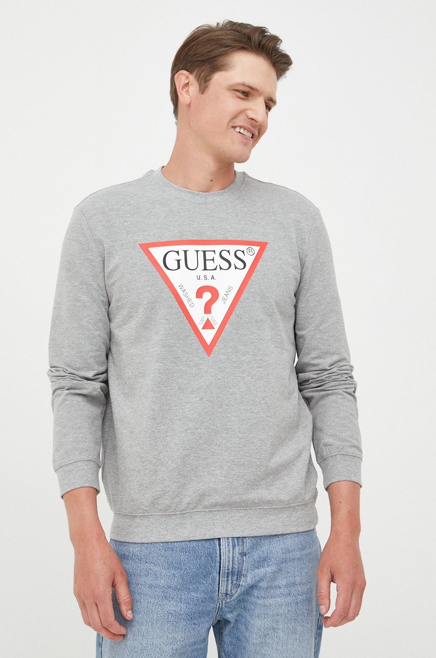

Кофта Guess мужская цвет серый с принтом