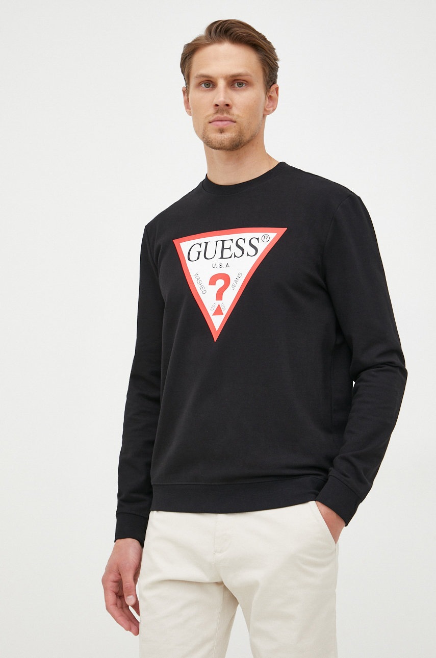 

Кофта Guess чоловіча колір чорний з принтом