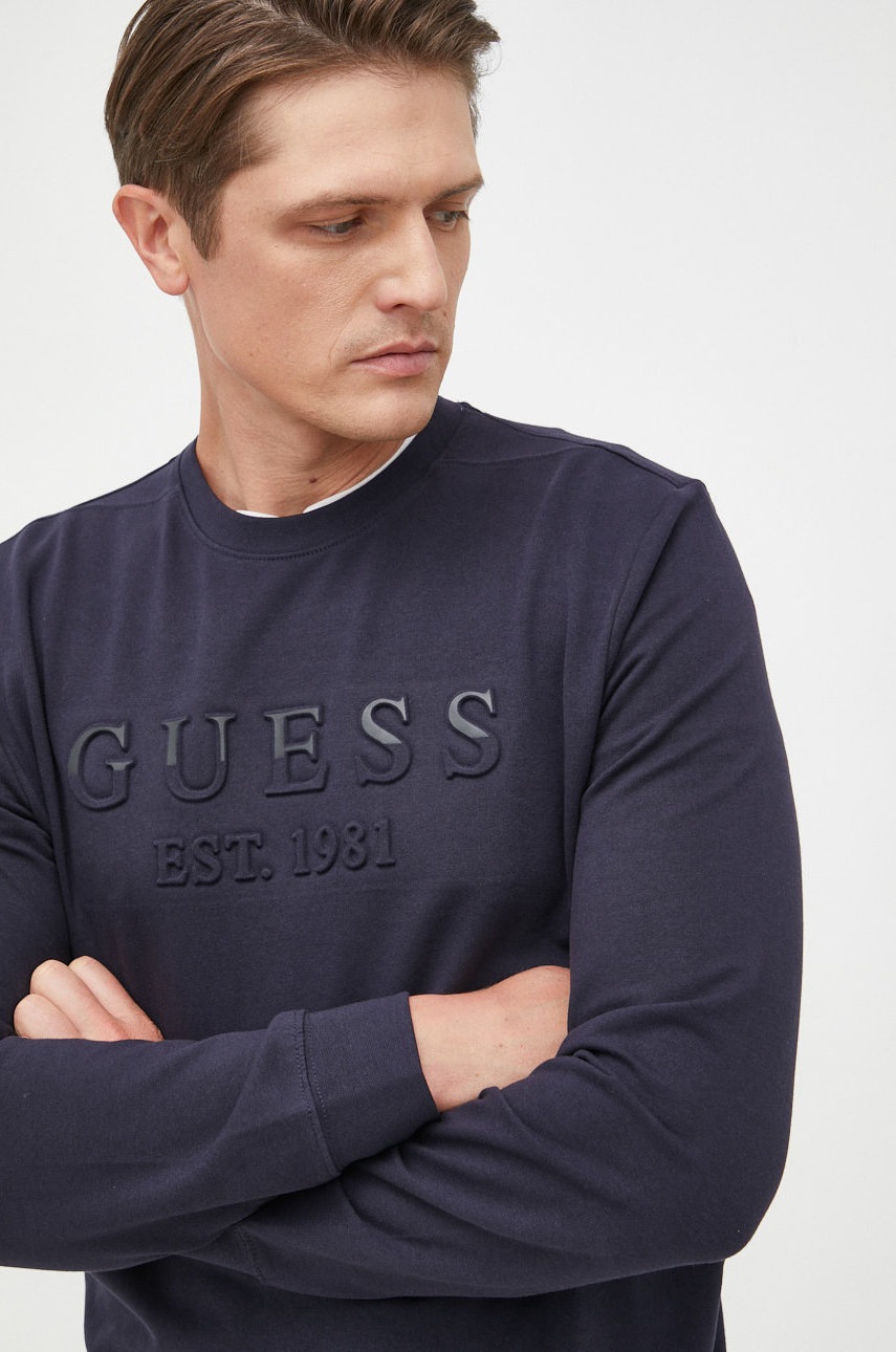 

Суичър Guess в тъмносиньо с апликация, Тъмносин