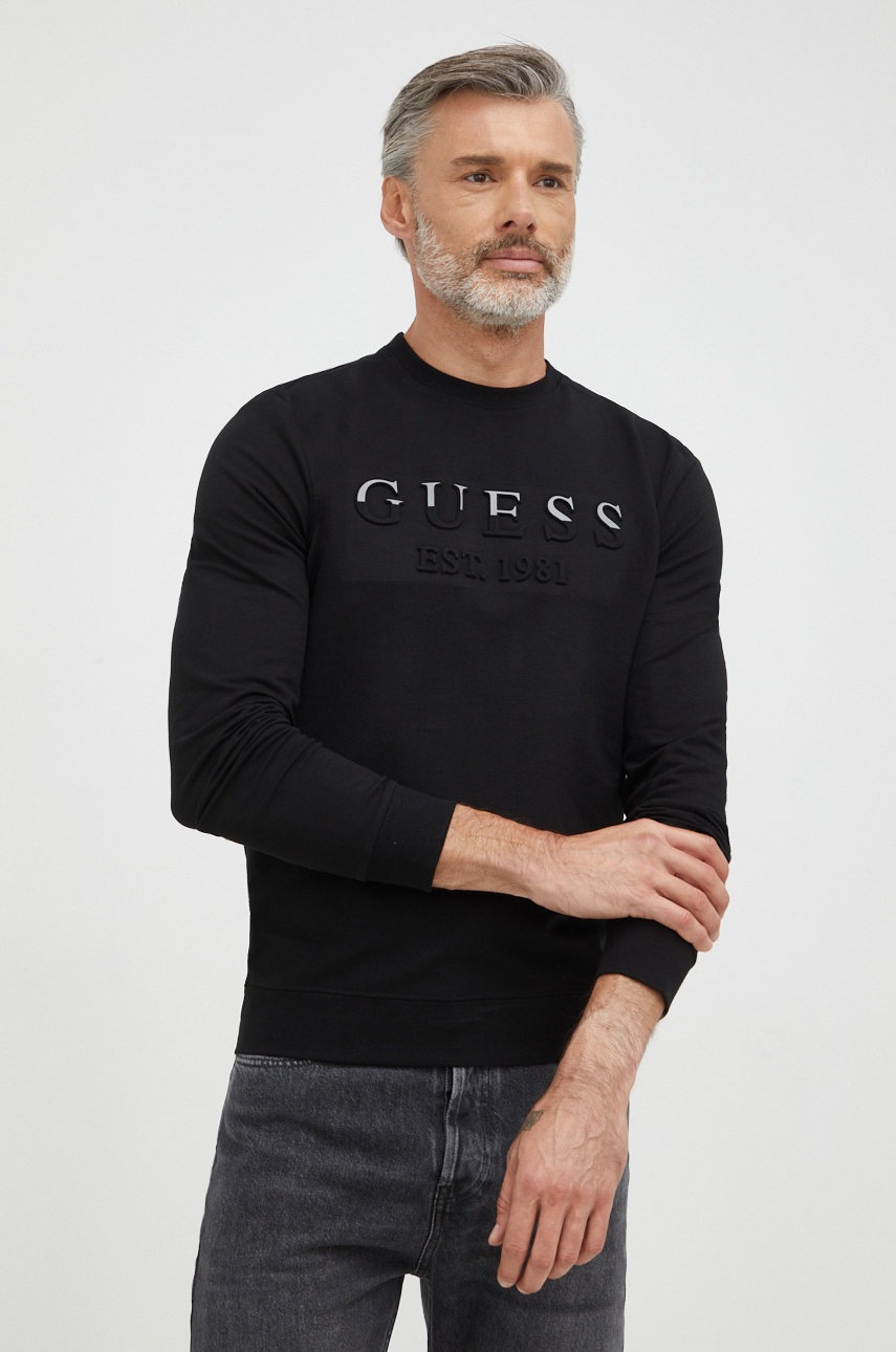 

Суичър Guess в черно с апликация, Черен