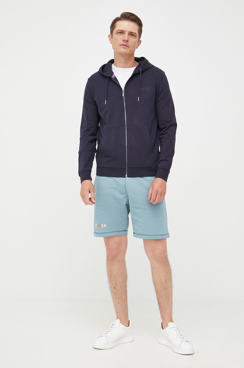 

Суичър Guess в тъмносиньо с апликация, Тъмносин