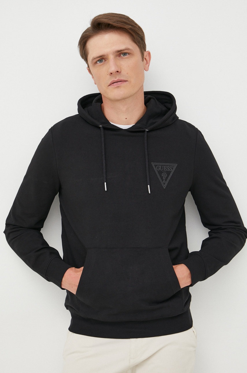 

Суичър Guess в черно с апликация, Черен