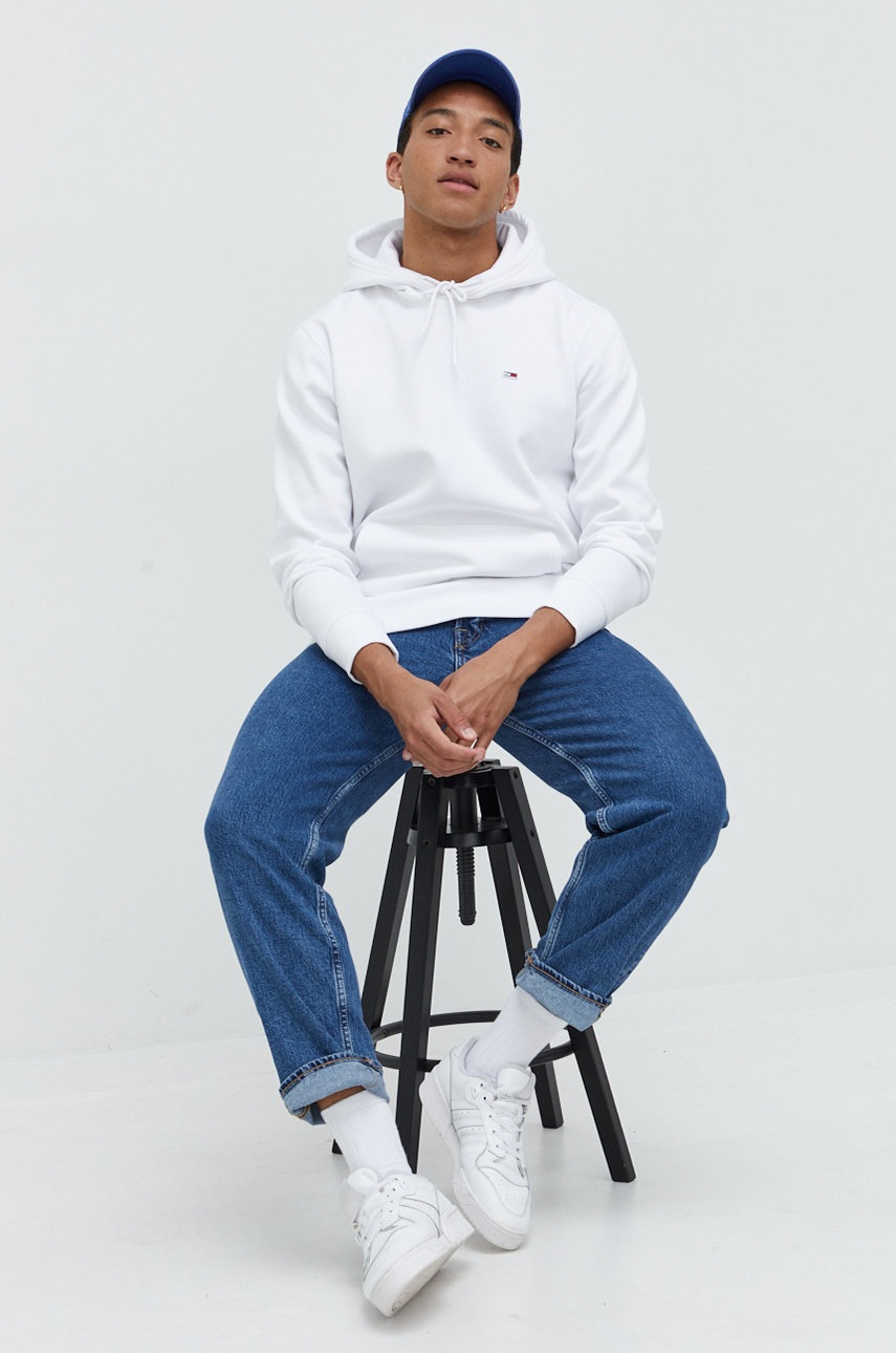 

Кофта Tommy Jeans мужская цвет белый однотонная