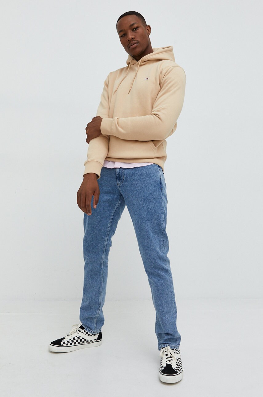 

Кофта Tommy Jeans мужская цвет бежевый однотонная