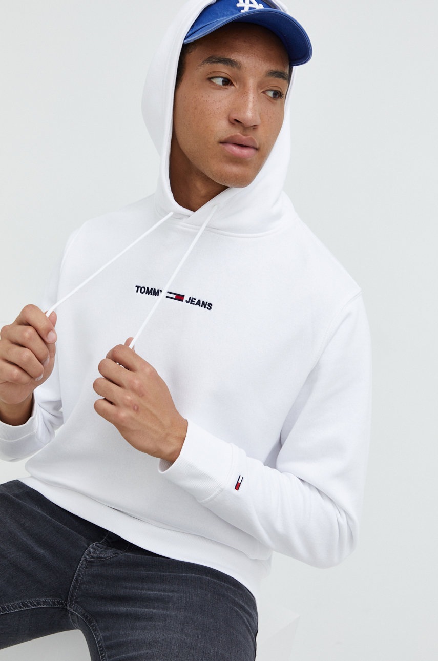 

Суичър Tommy Jeans в бяло с апликация, Бял