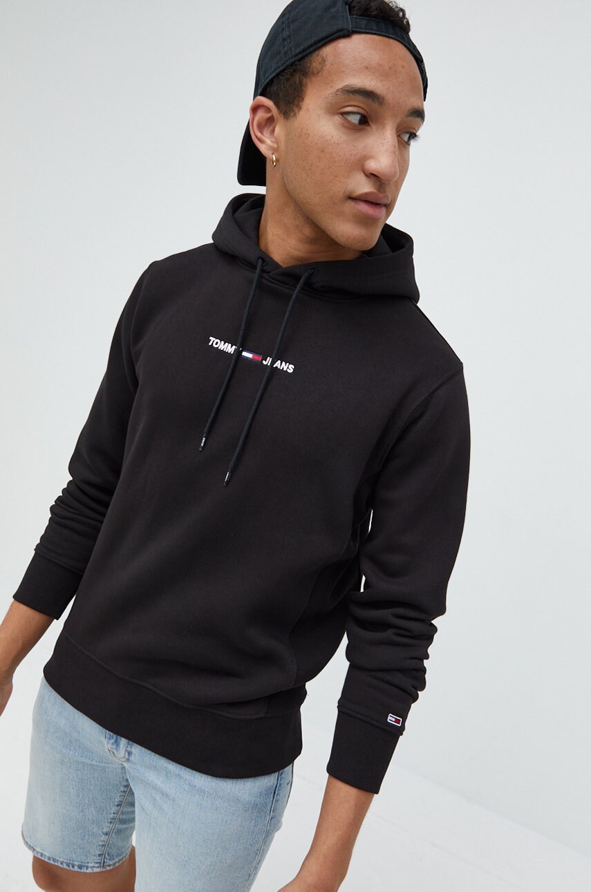 

Кофта Tommy Jeans мужская цвет чёрный с аппликацией