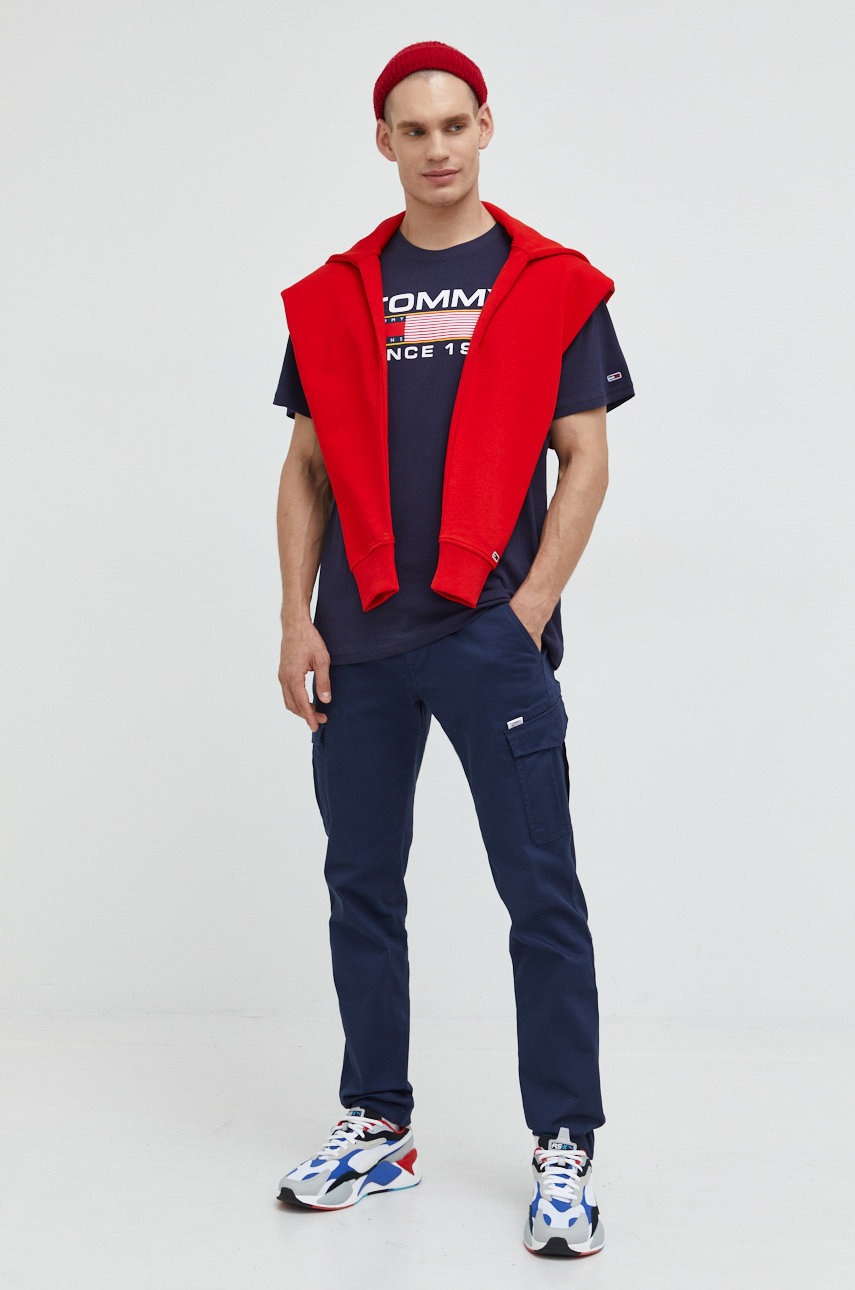 

Хлопковая кофта Tommy Jeans мужская цвет красный с принтом