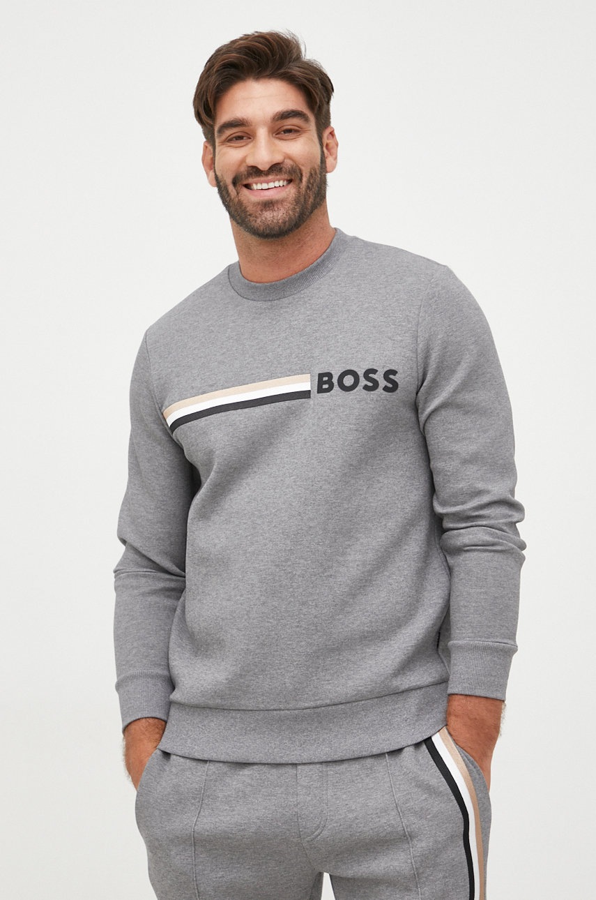 

Суичър BOSS в сиво с апликация, Сив