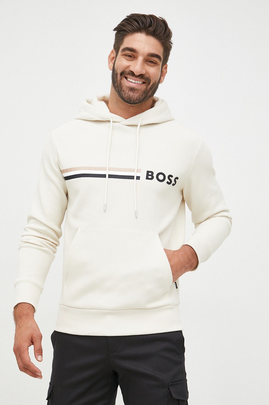 

Суичър BOSS в бежово с апликация, Бежов