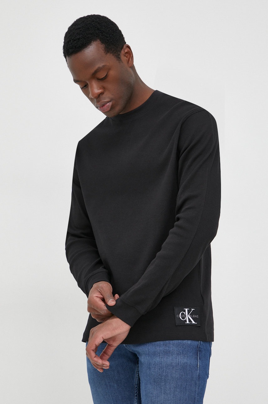 

Суичър Calvin Klein Jeans в черно с изчистен дизайн, Черен