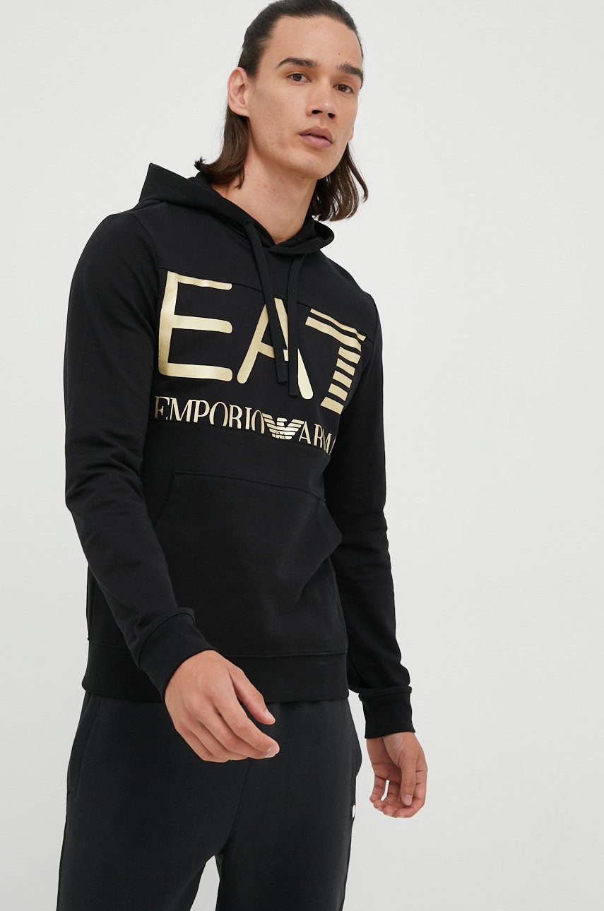 

Бавовняна кофта EA7 Emporio Armani чоловіча колір чорний з принтом