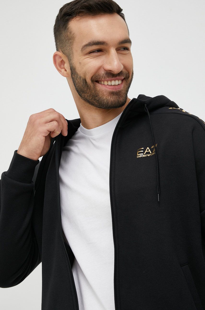 EA7 Emporio Armani bluza barbati, culoarea negru, cu imprimeu answear.ro