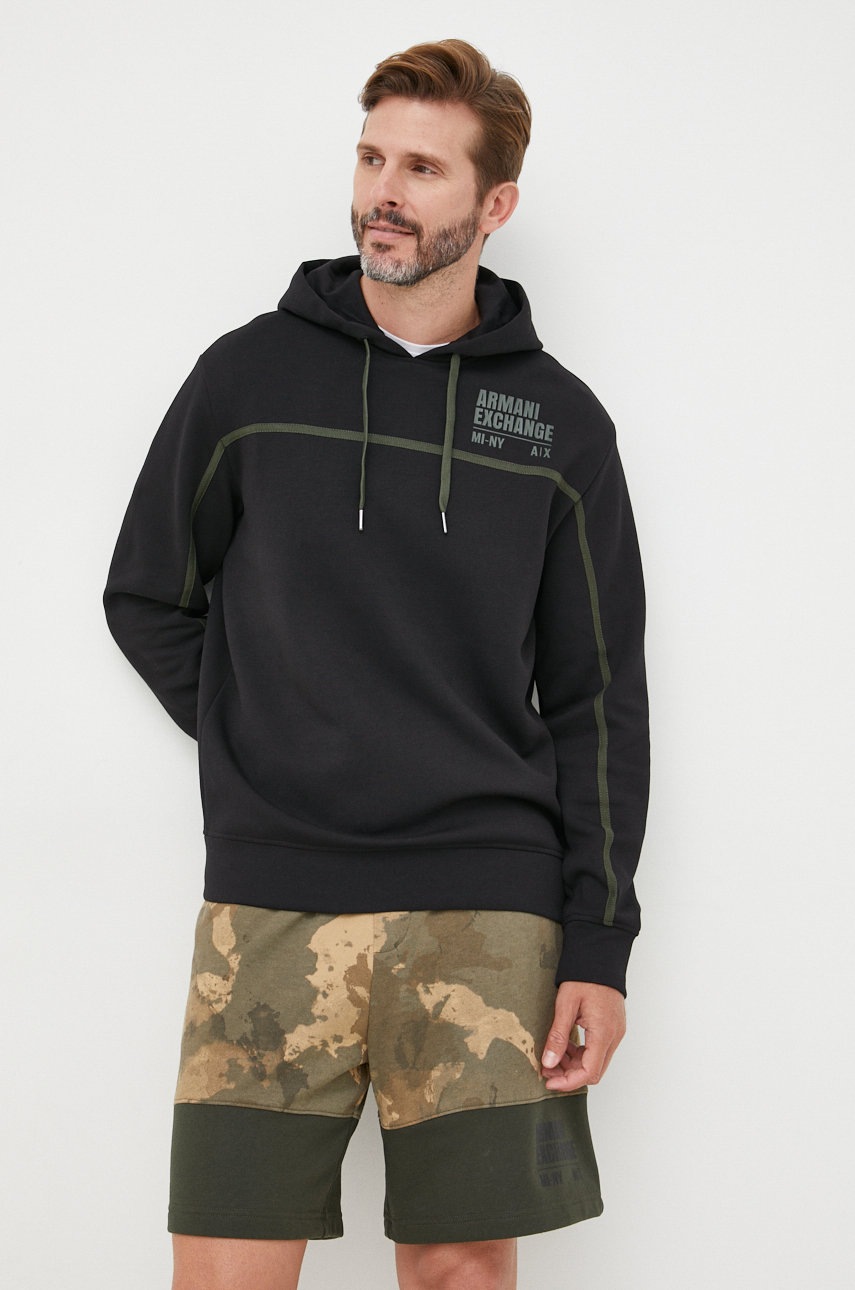 

Суичър Armani Exchange в черно с принт, Черен