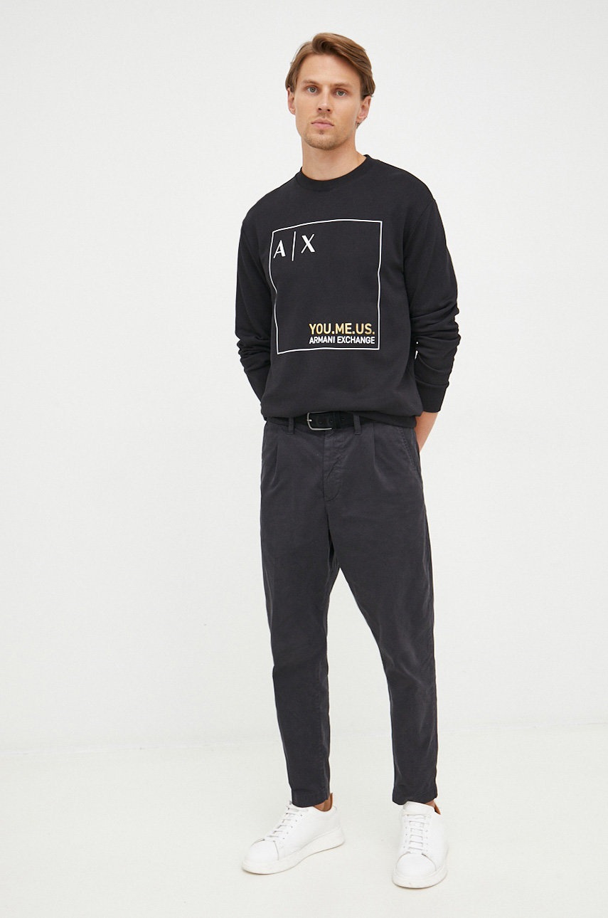 

Бавовняна кофта Armani Exchange чоловіча колір чорний з принтом