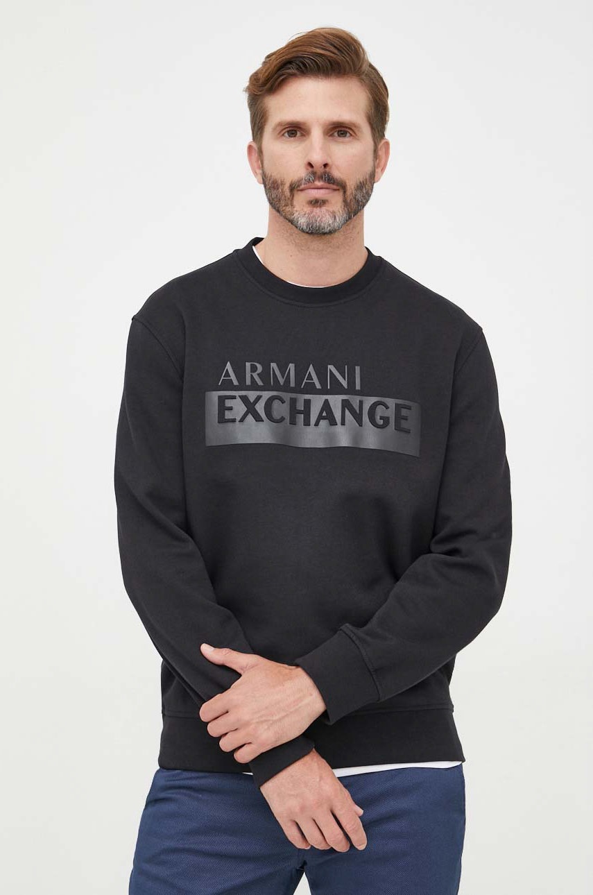 

Кофта Armani Exchange мужская цвет чёрный с аппликацией