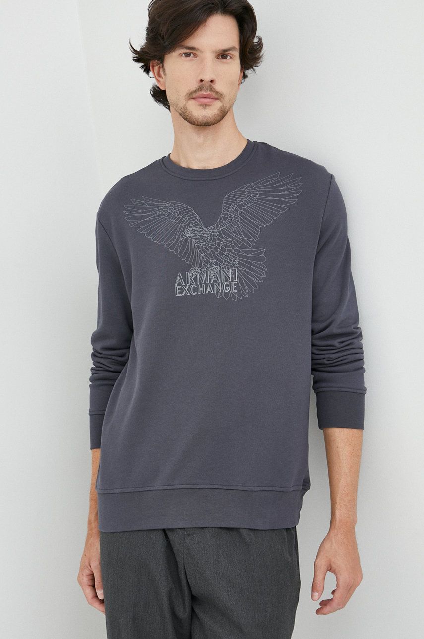 Armani Exchange bluza barbati, culoarea gri, cu imprimeu answear.ro imagine 2022