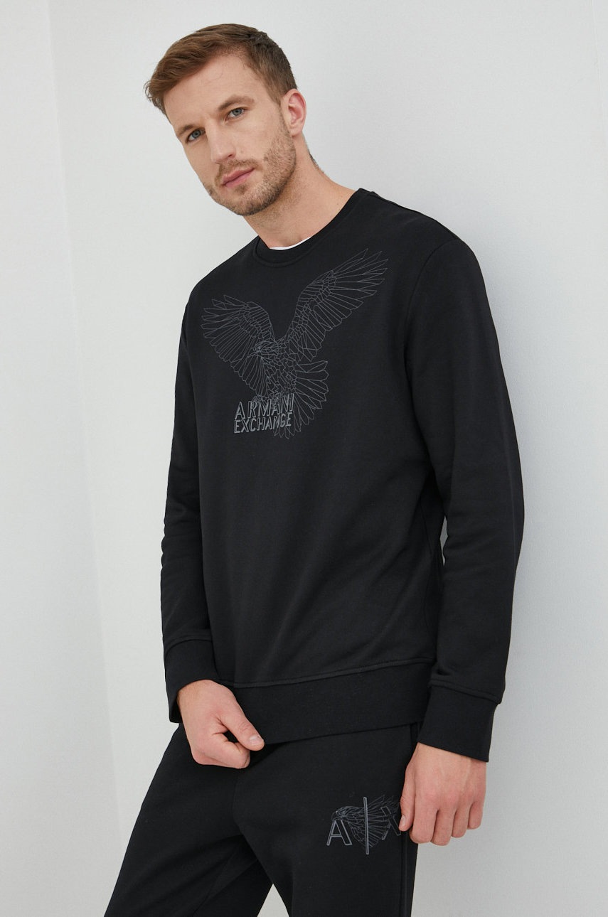 

Суичър Armani Exchange в черно с принт, Черен