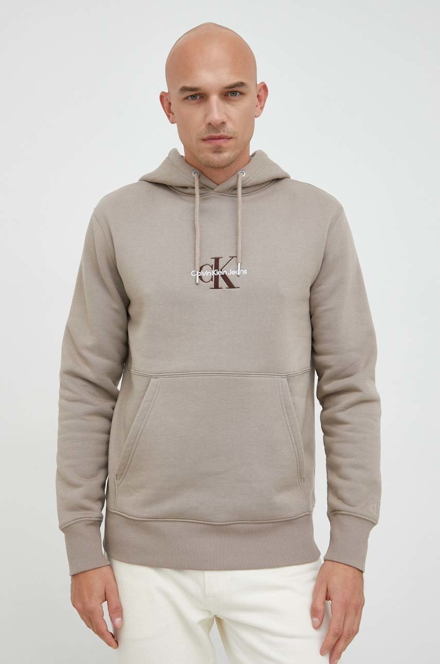 

Суичър Calvin Klein Jeans в бежово с изчистен дизайн, Бежов