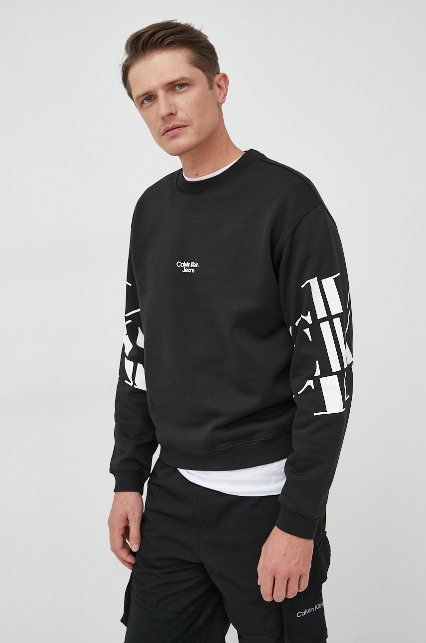 

Суичър Calvin Klein Jeans в черно с принт, Черен
