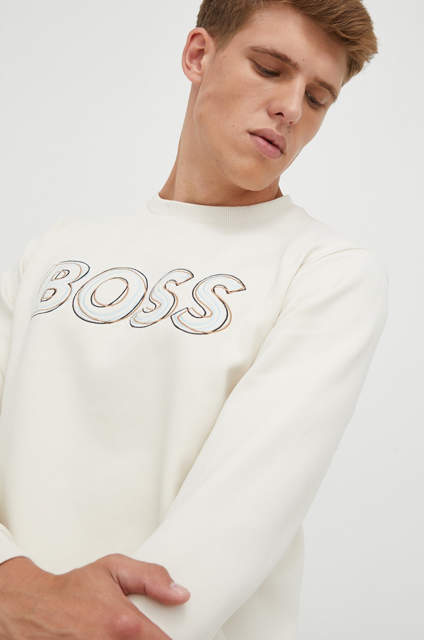 

Суичър BOSS Boss Athleisure в бежово с апликация, Бежов