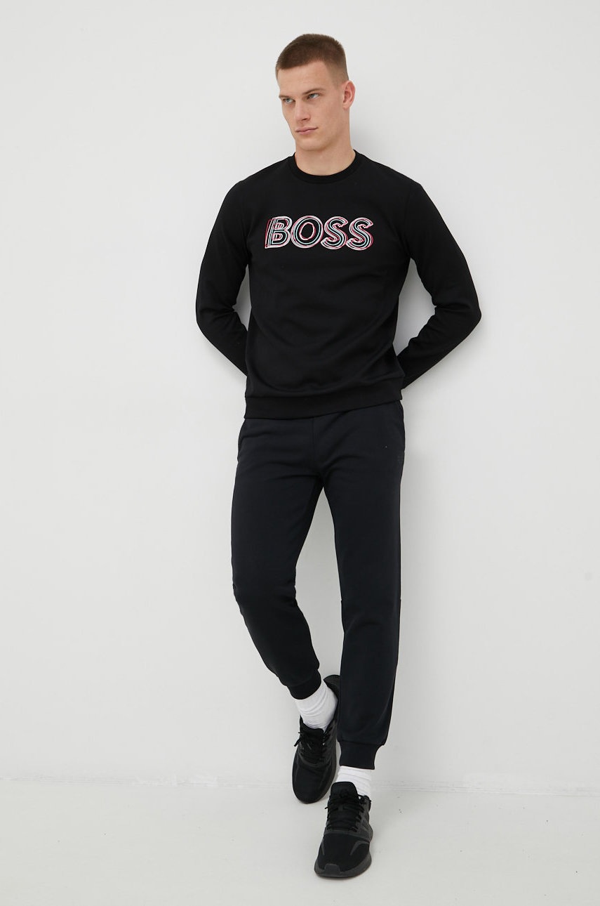 

Кофта BOSS Boss Athleisure мужская цвет чёрный с аппликацией