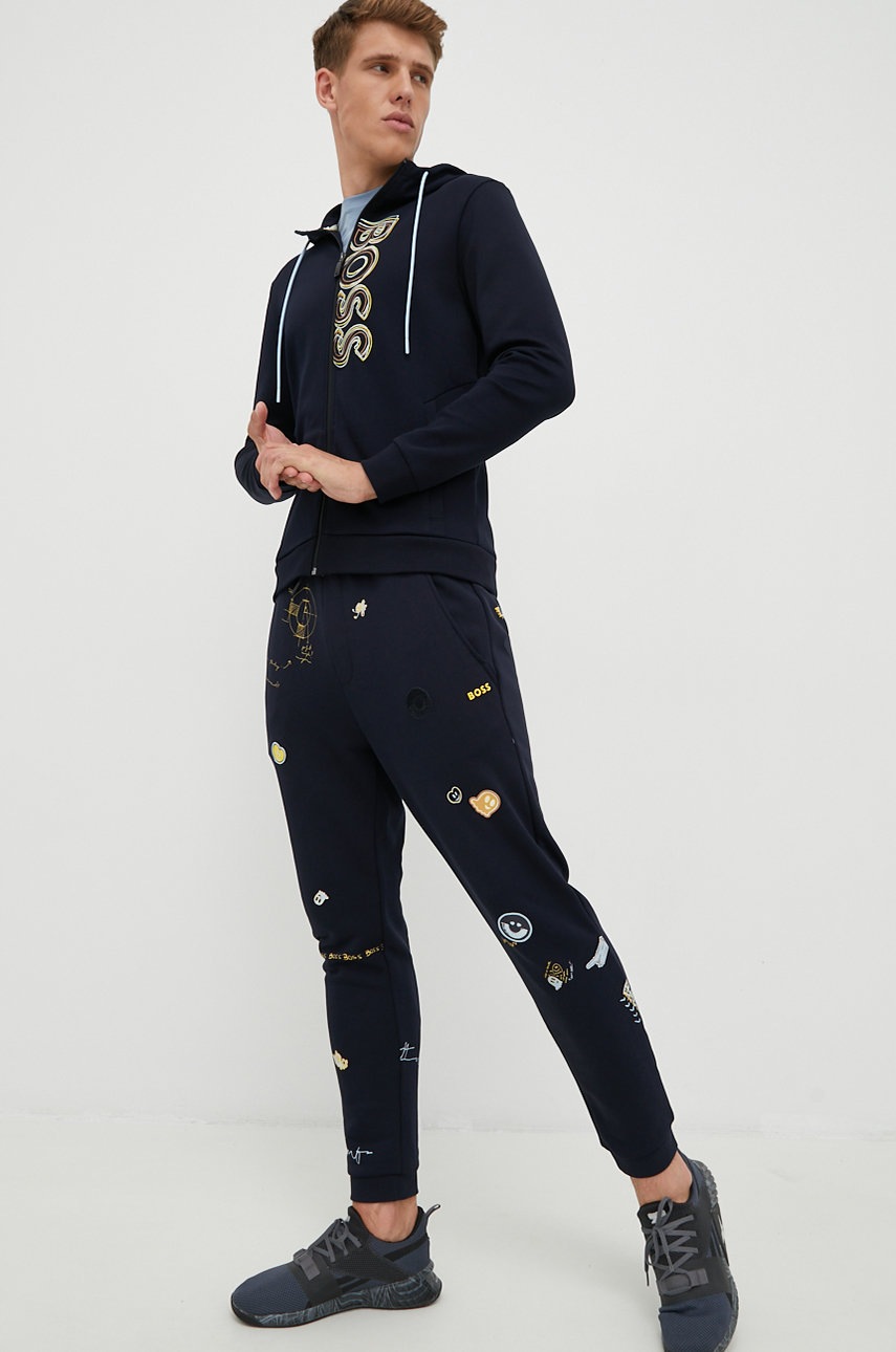 

Кофта BOSS Boss Athleisure чоловіча колір синій з аплікацією